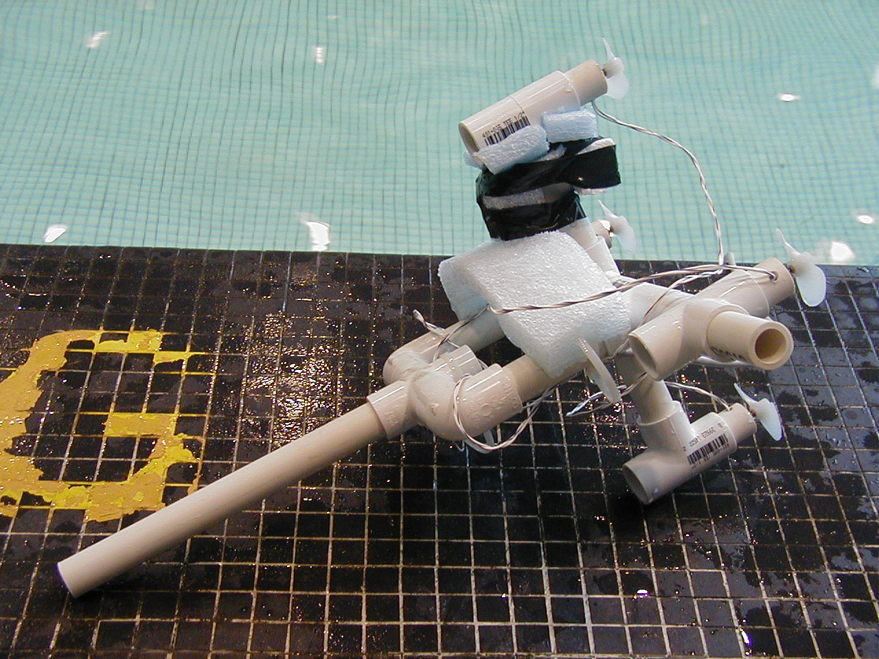 close-up of PVC pipe submarine